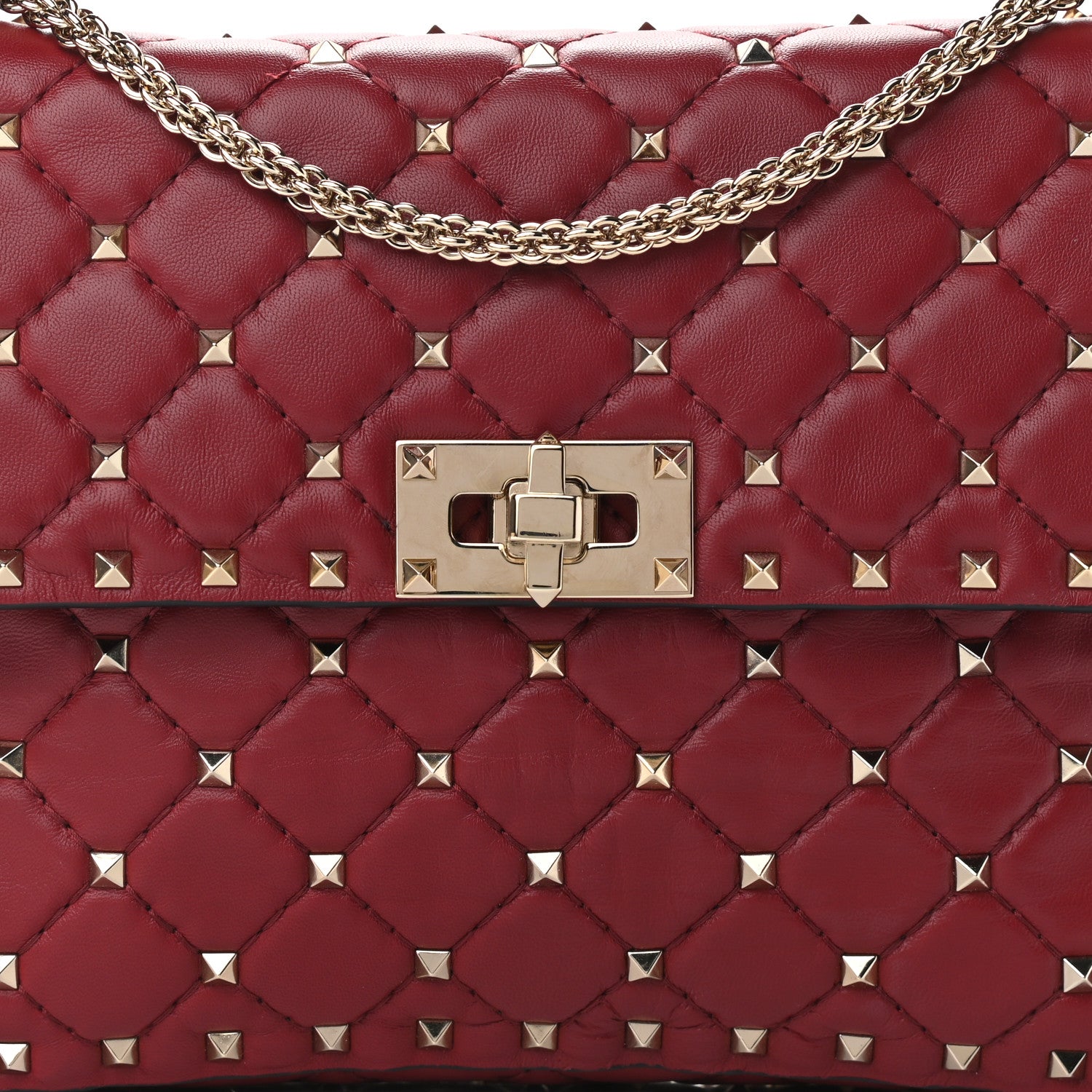 Valentino Garavani Nappa Medium Rockstud Spike Shoulder Bag Rubino 7 of 9