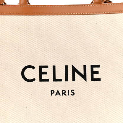 Celine Canvas Calfskin Logo Print Small Vertical Cabas Natural Tan 9 of 11
