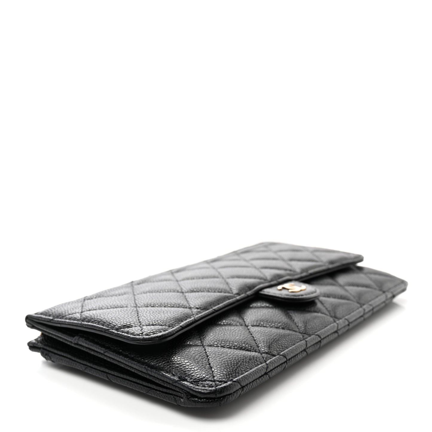 Caviar Quilted Flap Zip Pouch Black