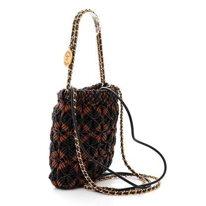 Chanel Calfskin Macrame Mini Chanel 22 Black Light Brown Burgundy 3 of 11