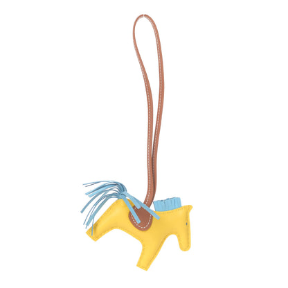 Hermes Milo Lambskin Grigri Rodeo Horse Bag Charm PM Jaune de Naples Celeste Gold 1 of 3