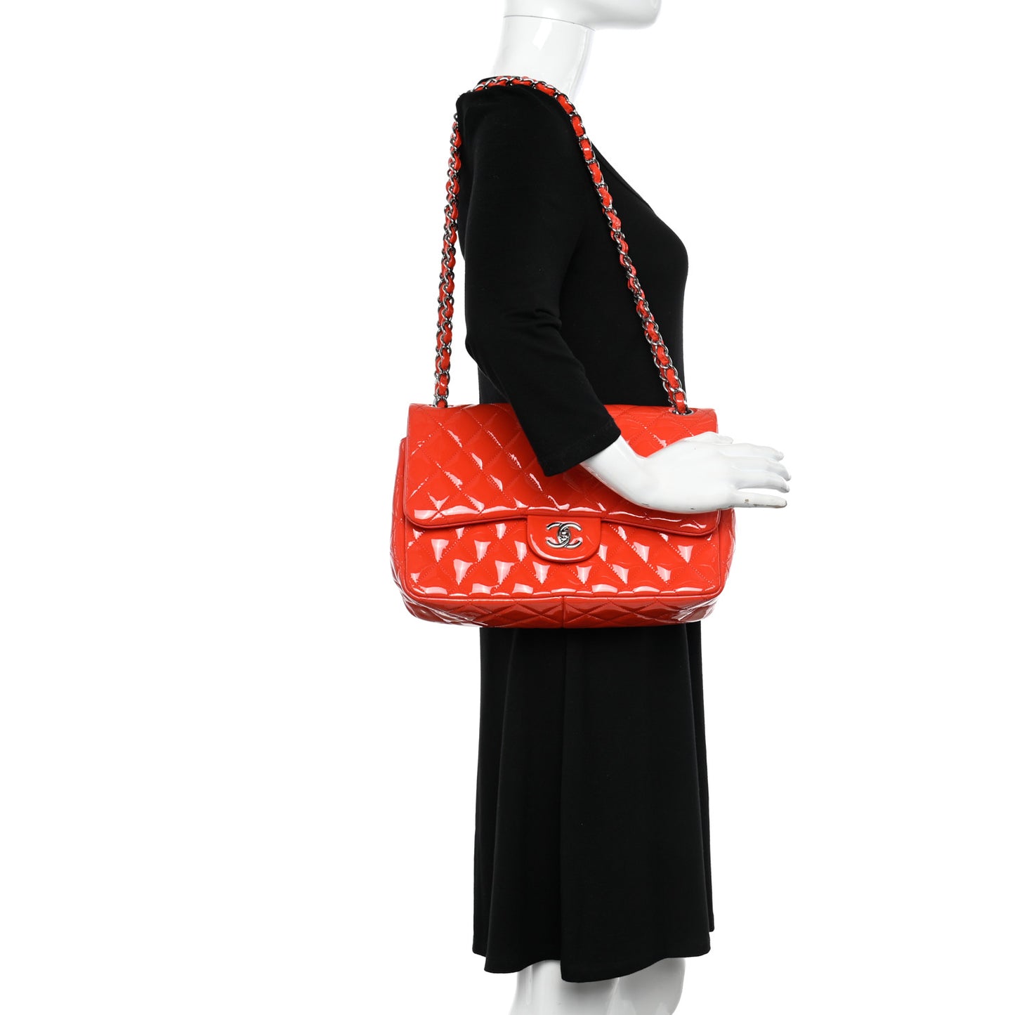 Patent Quilted Jumbo Double Flap Red