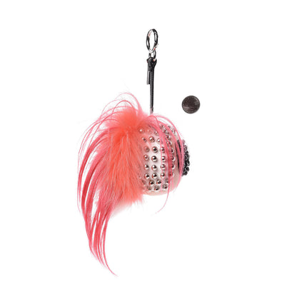 Fendi Lambskin Goat Fur Studded Punkarlito Bag Charm Azalea 2 of 3