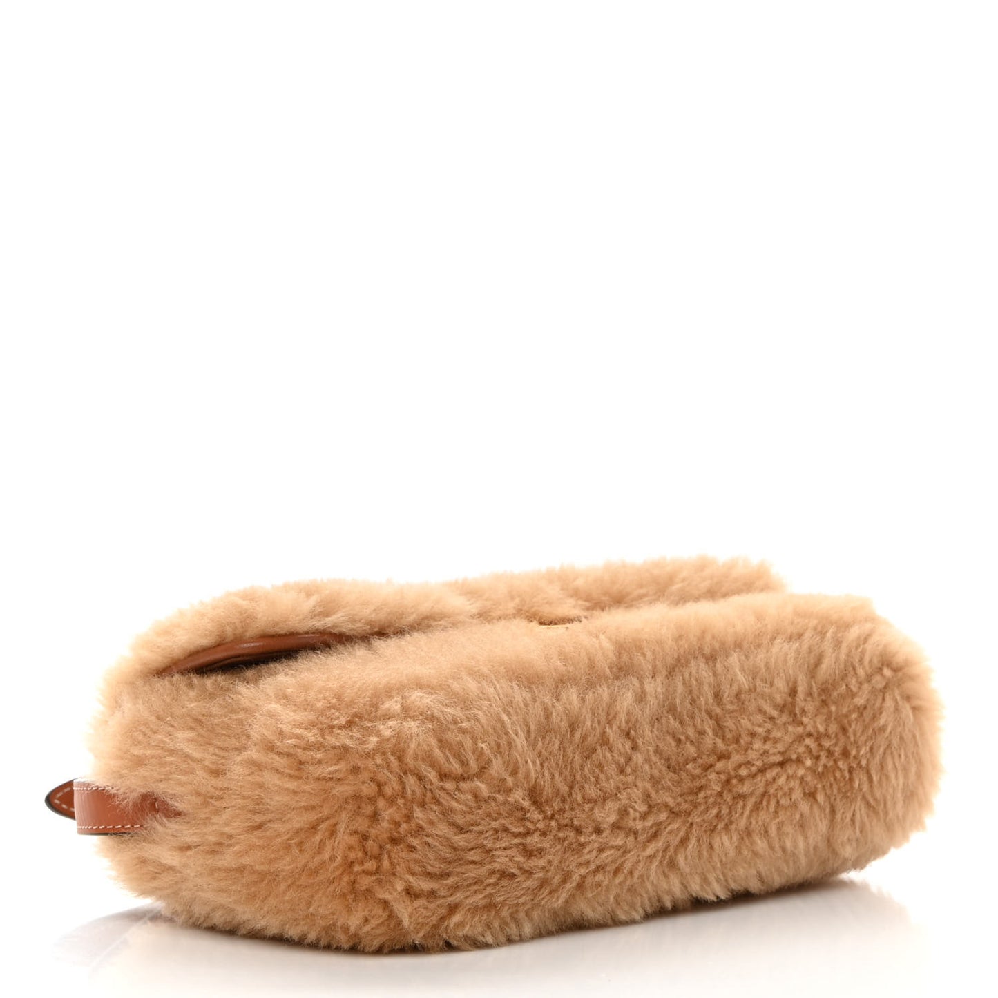 Calfskin Triomphe Fluffy Shearling Bag Beige