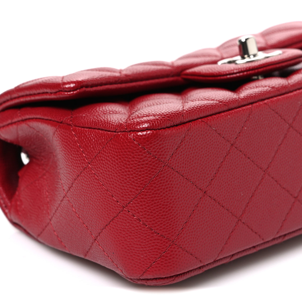 Caviar Quilted Mini Rectangular Flap Red
