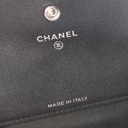 Chanel Goatskin Camellia Embossed Flap Card Holder Wallet Grey 9 of 11