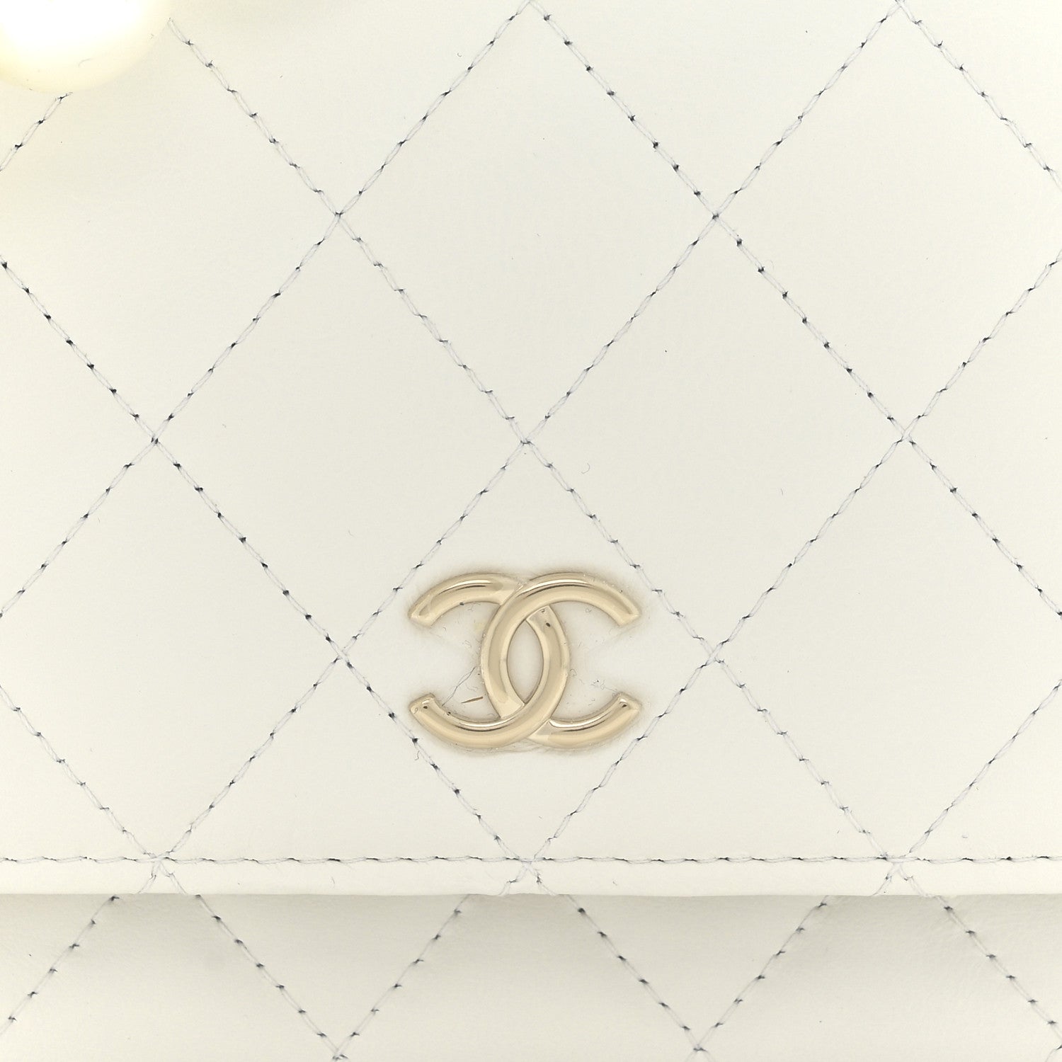 Chanel Calfskin Quilted Mini Maxi Pearls Wallet On Chain WOC White 9 of 12