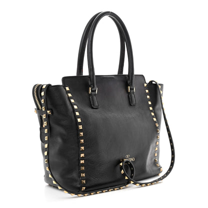 Valentino Garavani Calfskin Small Rockstud All Over Double Handle Tote Black 3 of 14