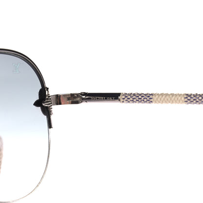 Louis Vuitton Damier Azur Petite Viola Pilote Aviator Sunglasses Z0570U 7 of 10