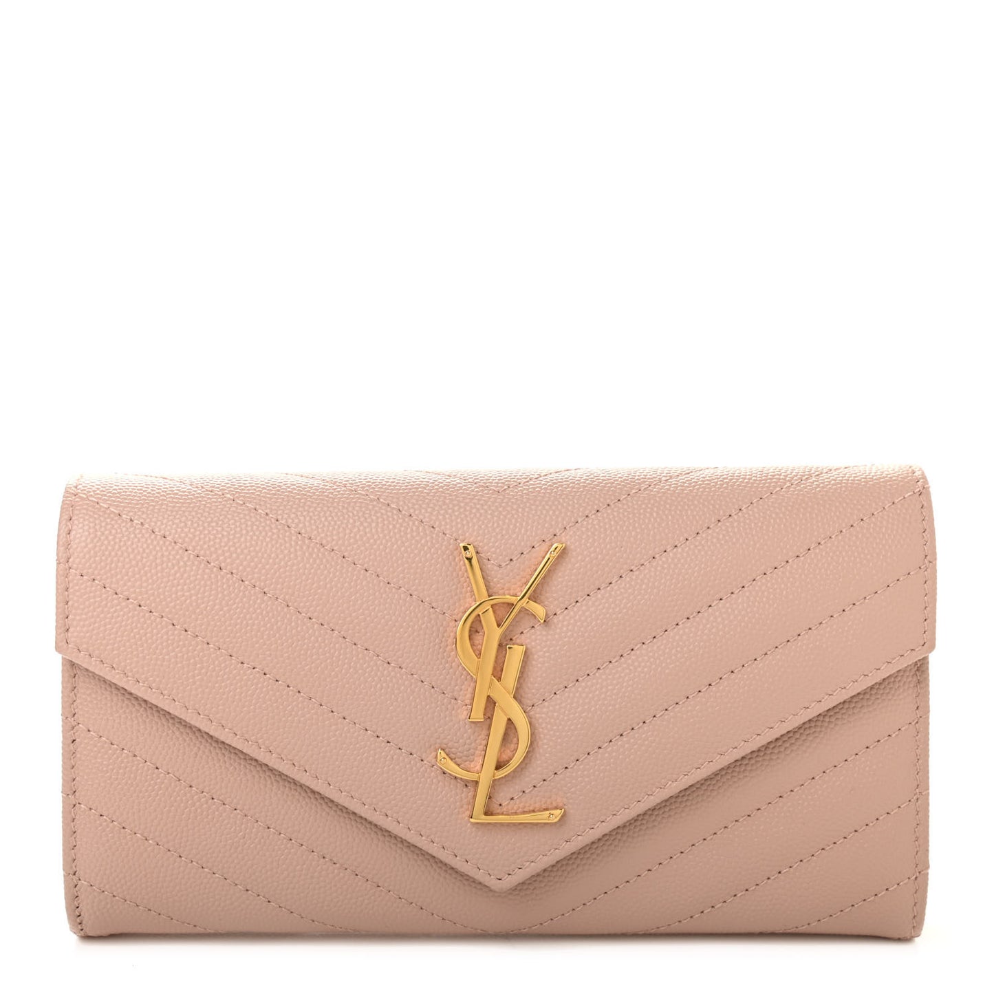 Grain De Poudre Matelasse Chevron Monogram Wallet Pale Pink