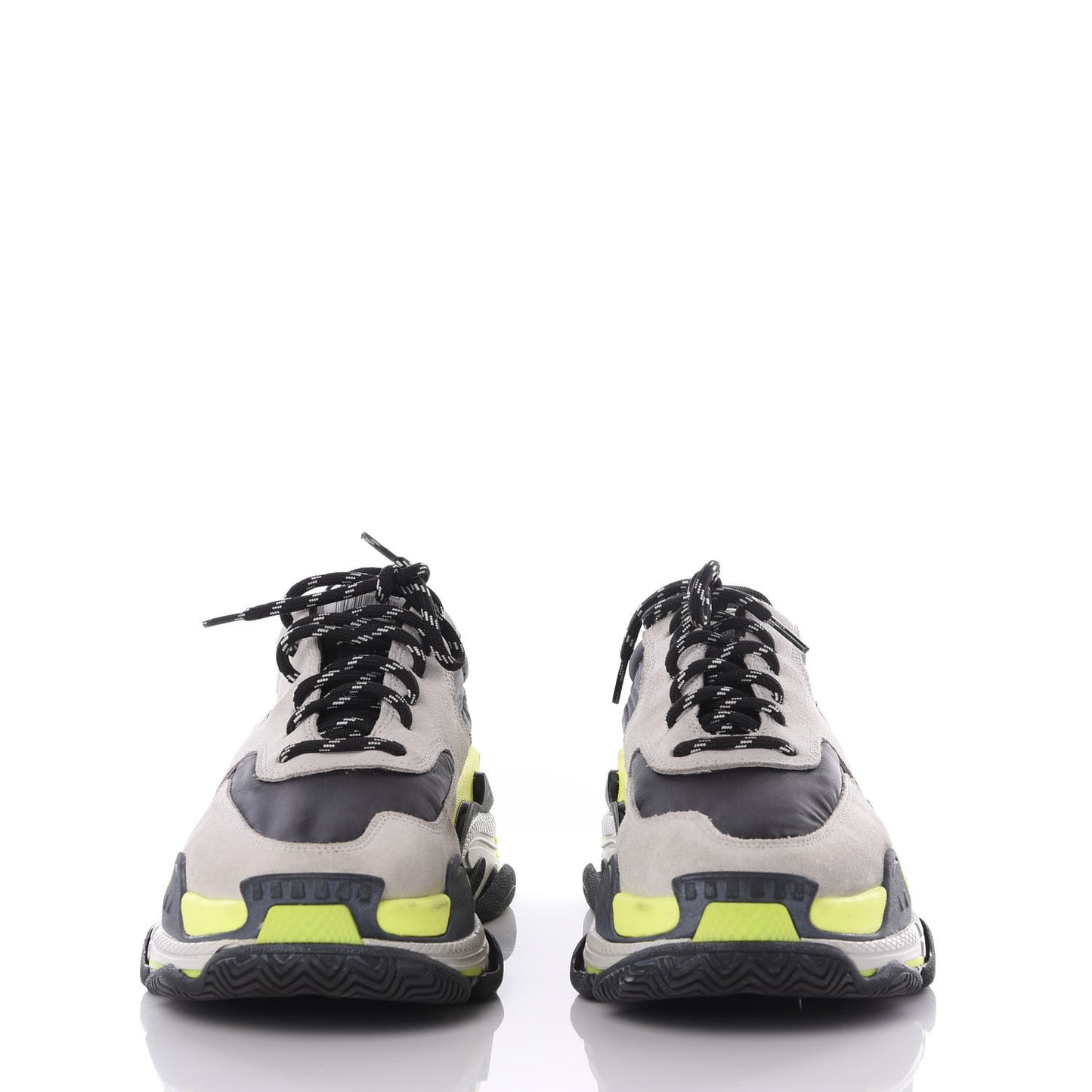 Nylon Suede Mens Triple S 2.0 Sneakers 41 Gris Black Jaune Fluo