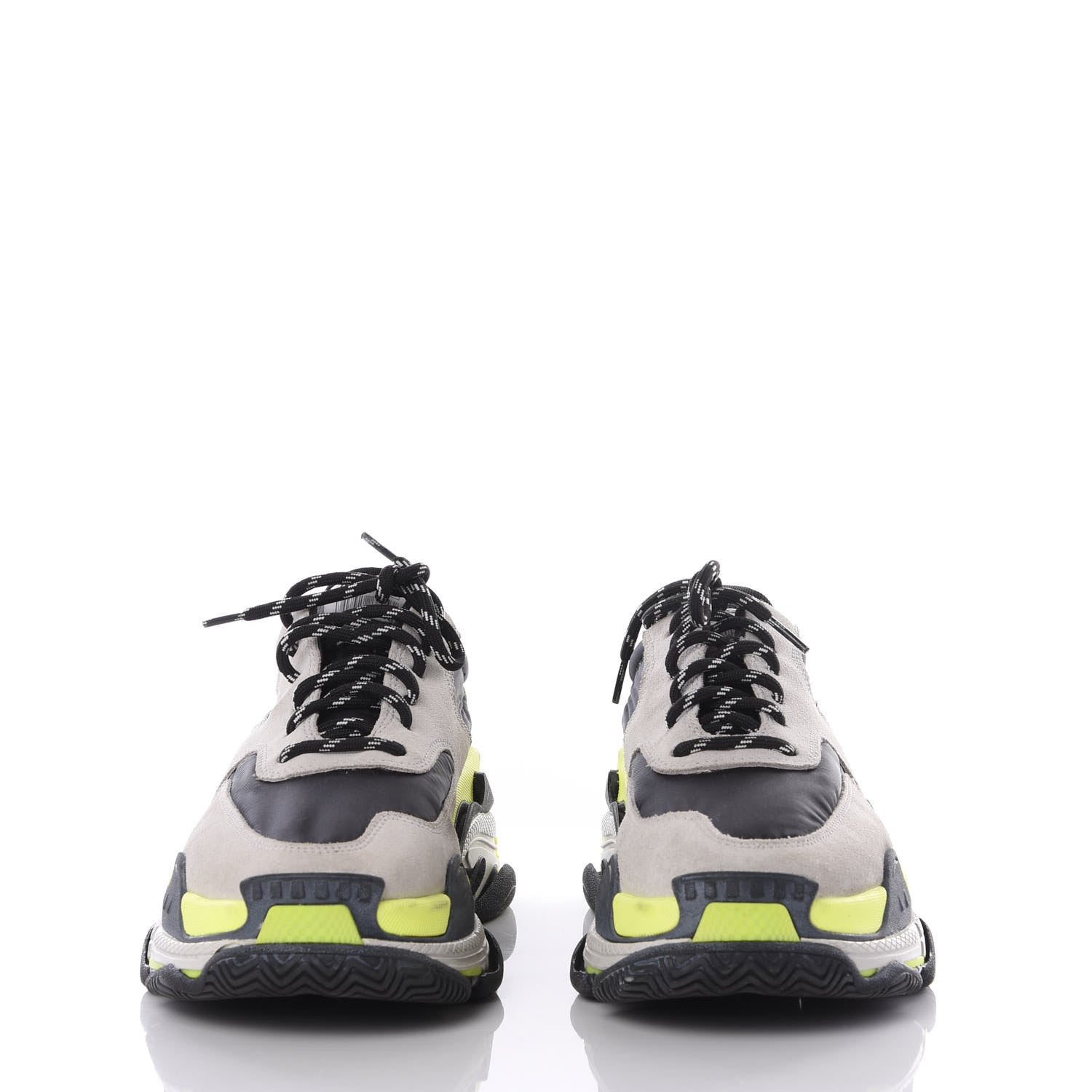 Balenciaga Nylon Suede Mens Triple S 2.0 Sneakers 41 Gris Black Jaune Fluo 2 of 10