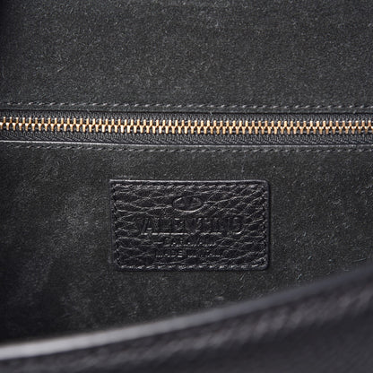 Valentino Garavani Pebbled Calfskin Medium Glam Lock Rockstud Flap Black 6 of 6