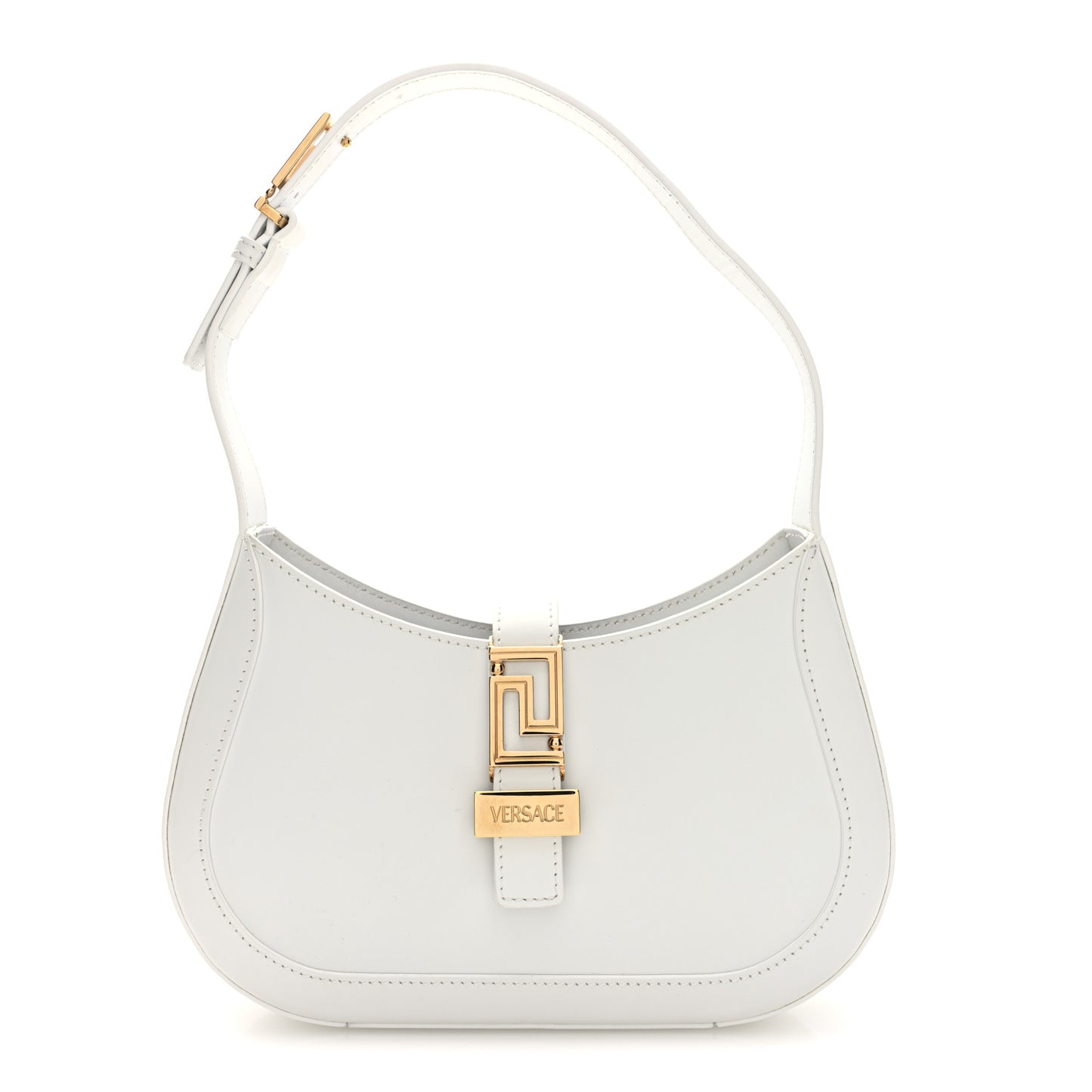 Calfskin Small Greca Goddess Hobo White