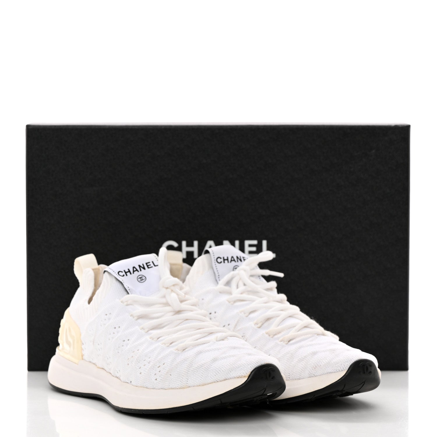 Chanel Fabric Logo Sneakers 37.5 White 14 of 14