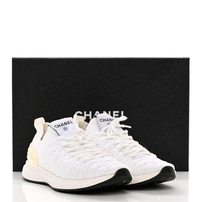 Chanel Fabric Logo Sneakers 37.5 White 14 of 14
