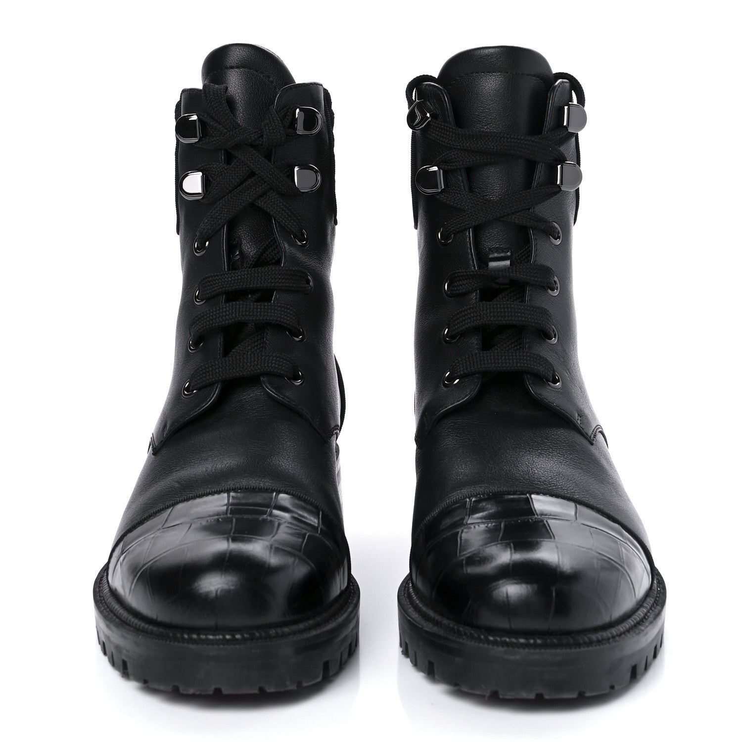 Christian Louboutin Calfskin Mayr Combat Boots 38.5 Black 2 of 9