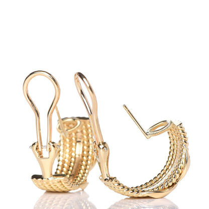 Tiffany 18K Yellow Gold Schlumberger Rope Six-Row Clip-On Earrings 3 of 5