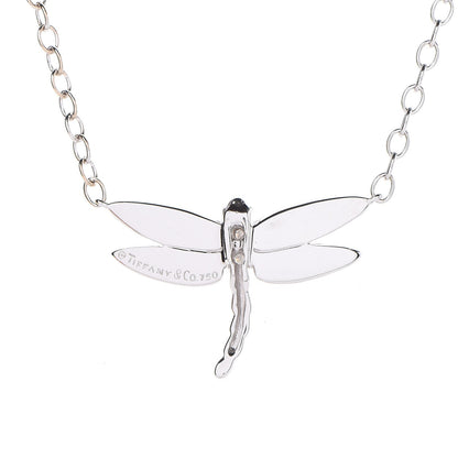 Tiffany 18K White Gold Diamond Pearl Dragonfly Station Necklace 5 of 7