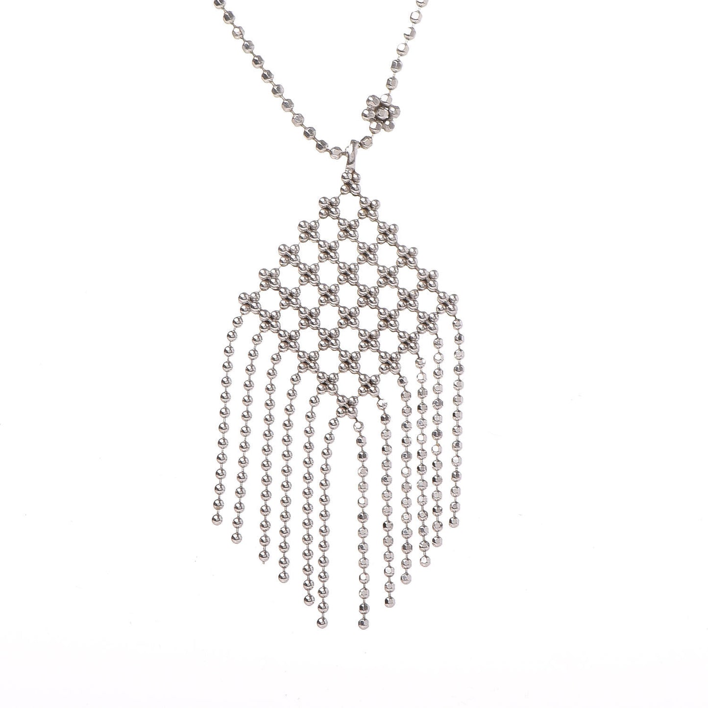 18K White Gold Fringe Pendant Necklace