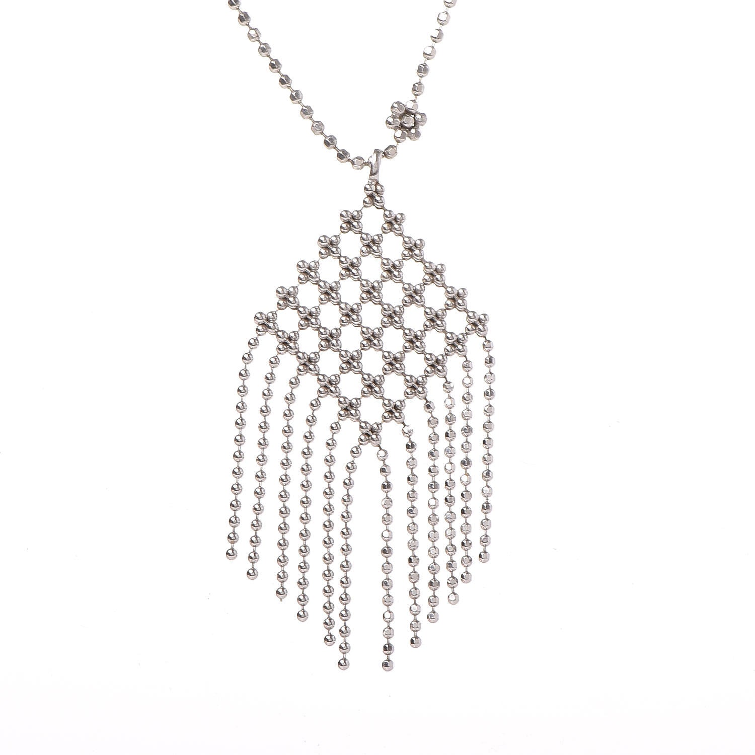 Tiffany 18K White Gold Fringe Pendant Necklace 4 of 7