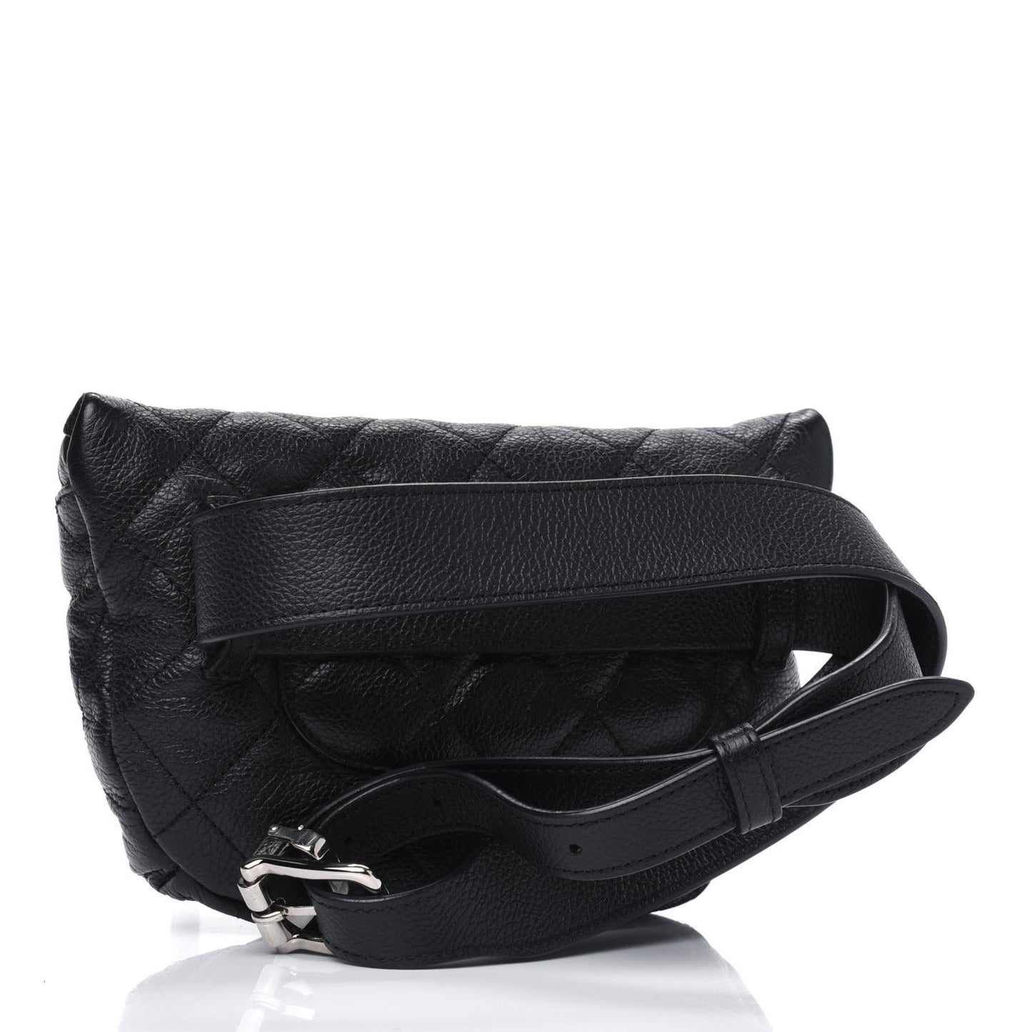 Grained Calfskin Quilted Waist Belt Bag Black