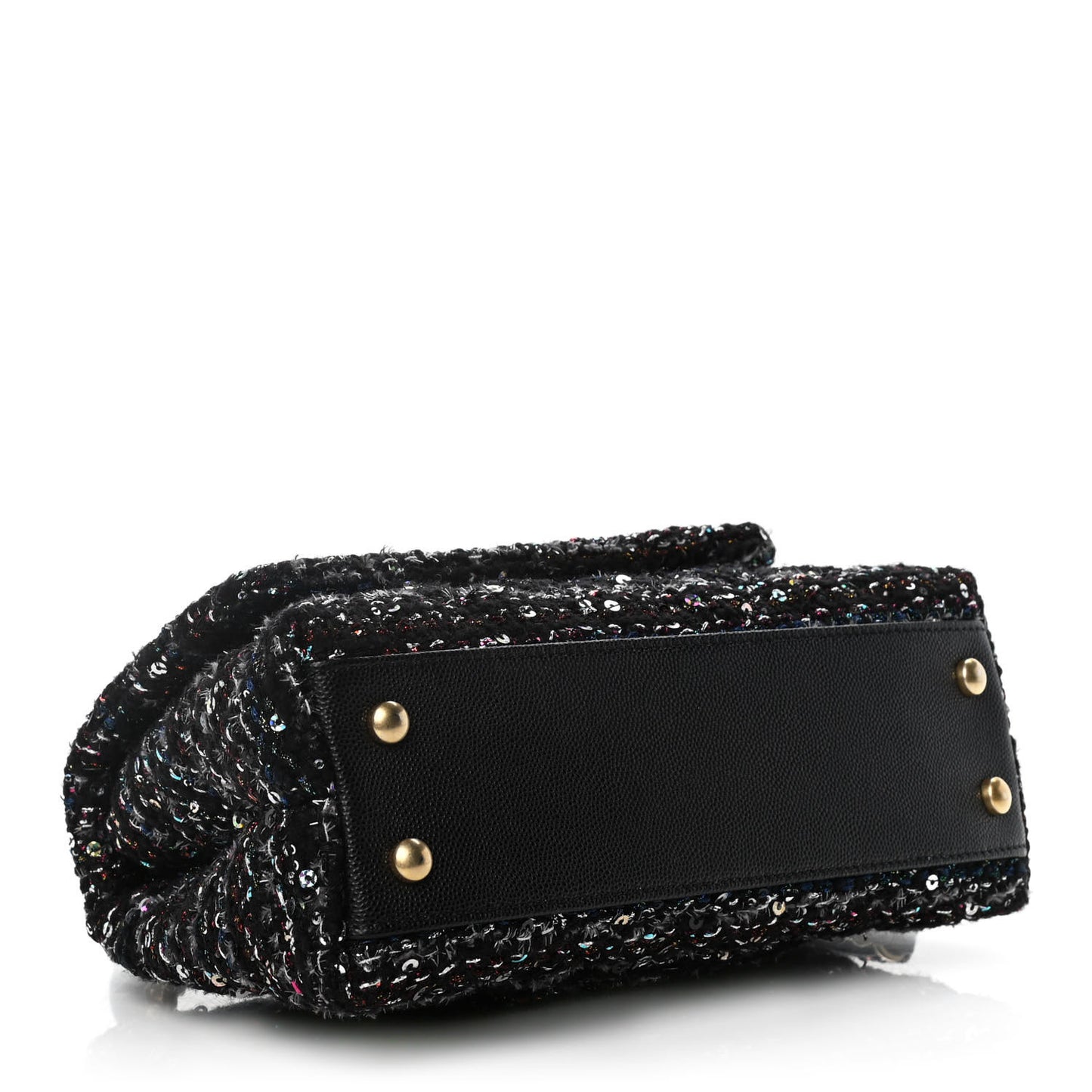 Tweed Sequin Mini Coco Handle Flap Black