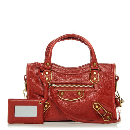 Balenciaga Agneau Gold Metallic Edge Hardware Mini City Rouge Rubis 1 of 6