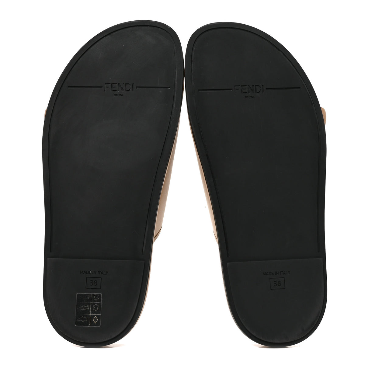 Vitello Fendi Feel Buckled Slide Sandals 38 Buff