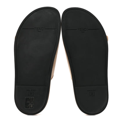 Fendi Vitello Fendi Feel Buckled Slide Sandals 38 Buff 6 of 8