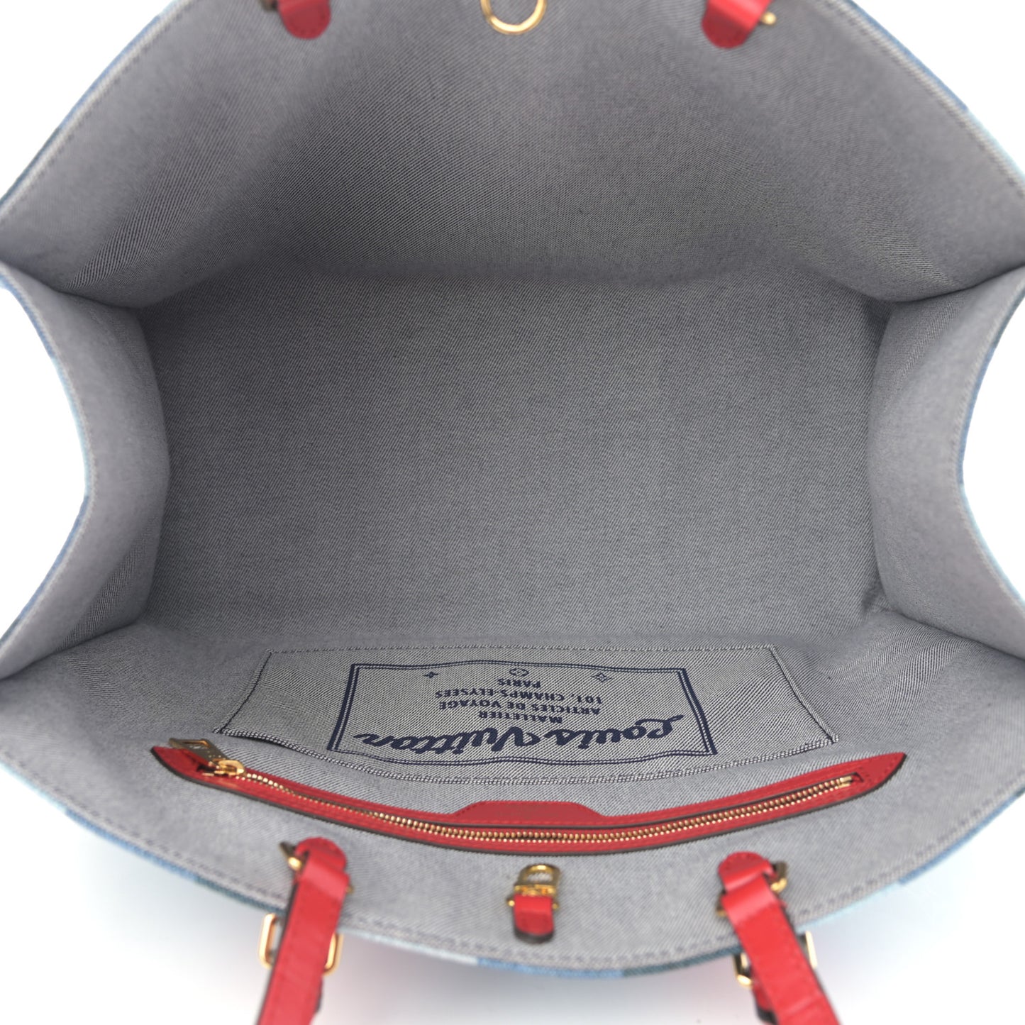 Denim Damier Monogram Onthego Blue Rouge