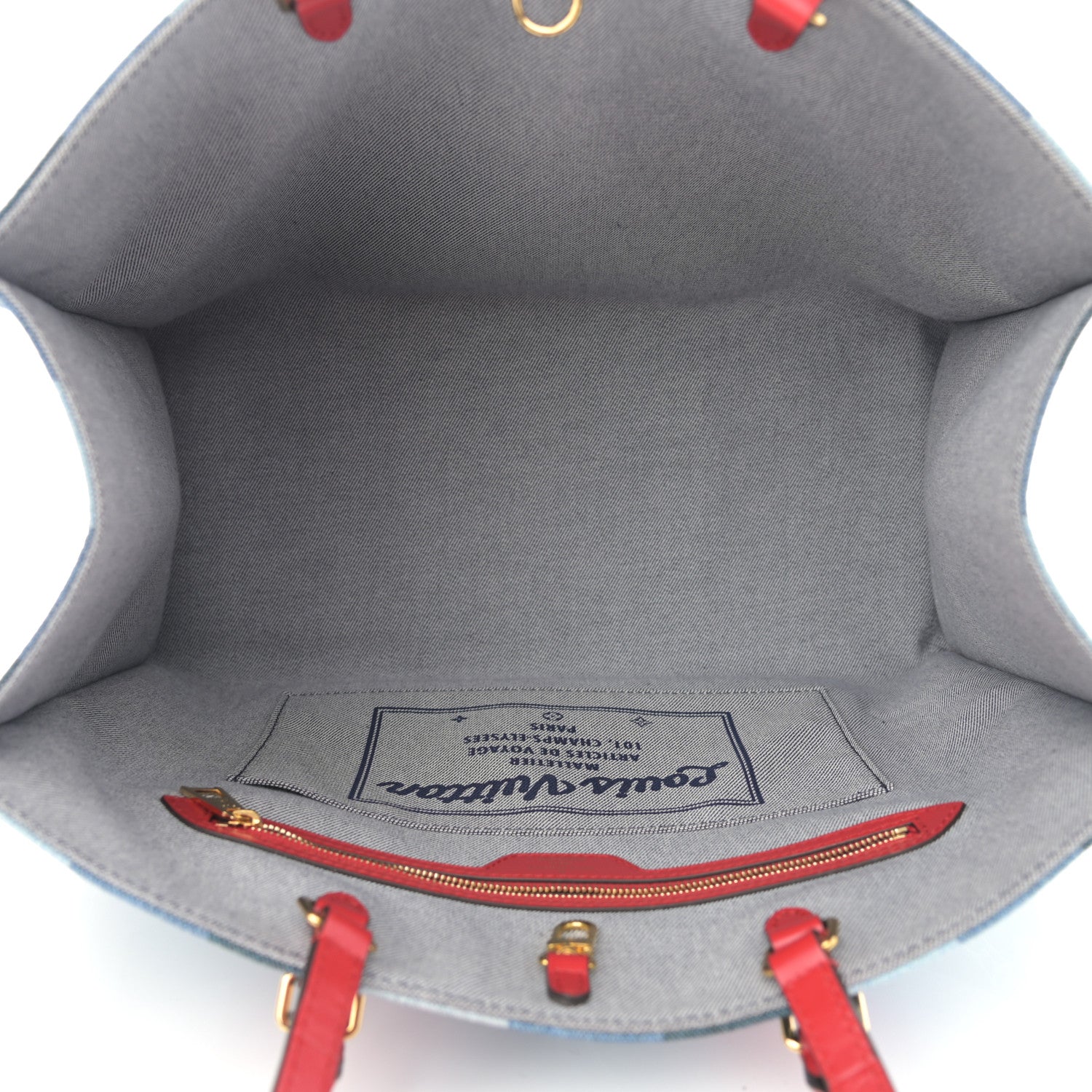 Louis Vuitton Denim Damier Monogram Onthego Blue Rouge 5 of 10