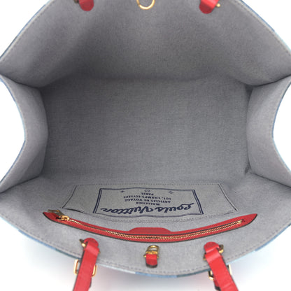 Louis Vuitton Denim Damier Monogram Onthego Blue Rouge 5 of 10