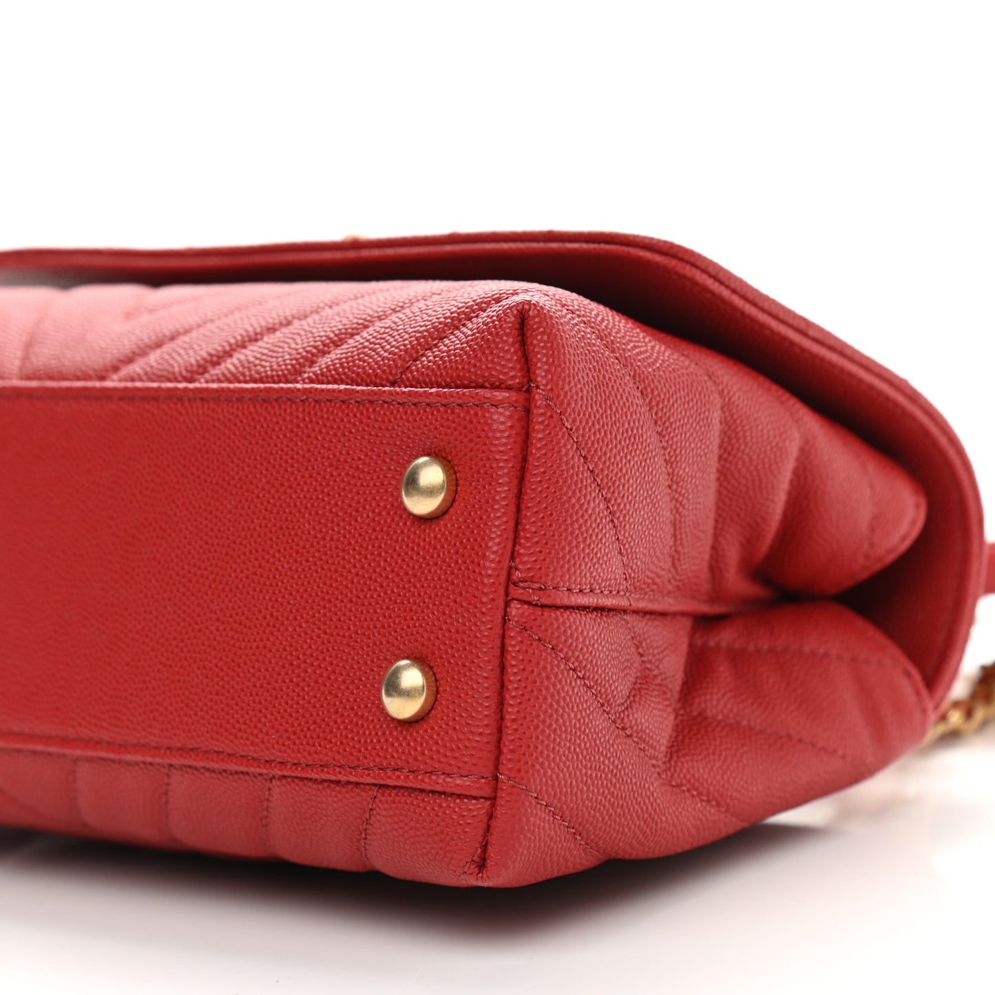 Caviar Chevron Quilted Mini Coco Handle Flap Red