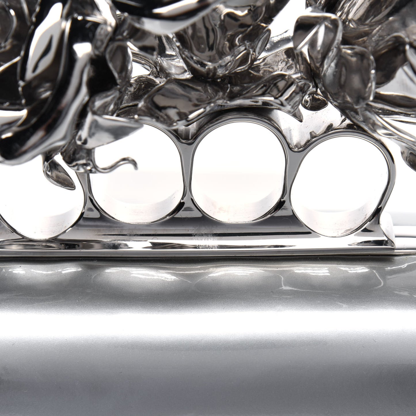 Patent Rose Knuckle Duster Box Clutch Gray