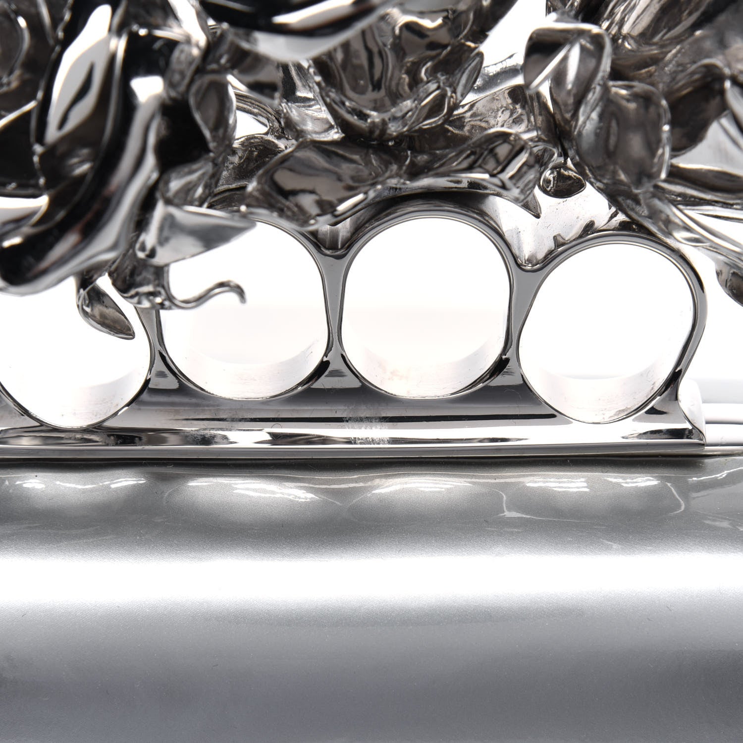 Alexander McQueen Patent Rose Knuckle Duster Box Clutch Gray 5 of 5