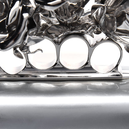Alexander McQueen Patent Rose Knuckle Duster Box Clutch Gray 5 of 5