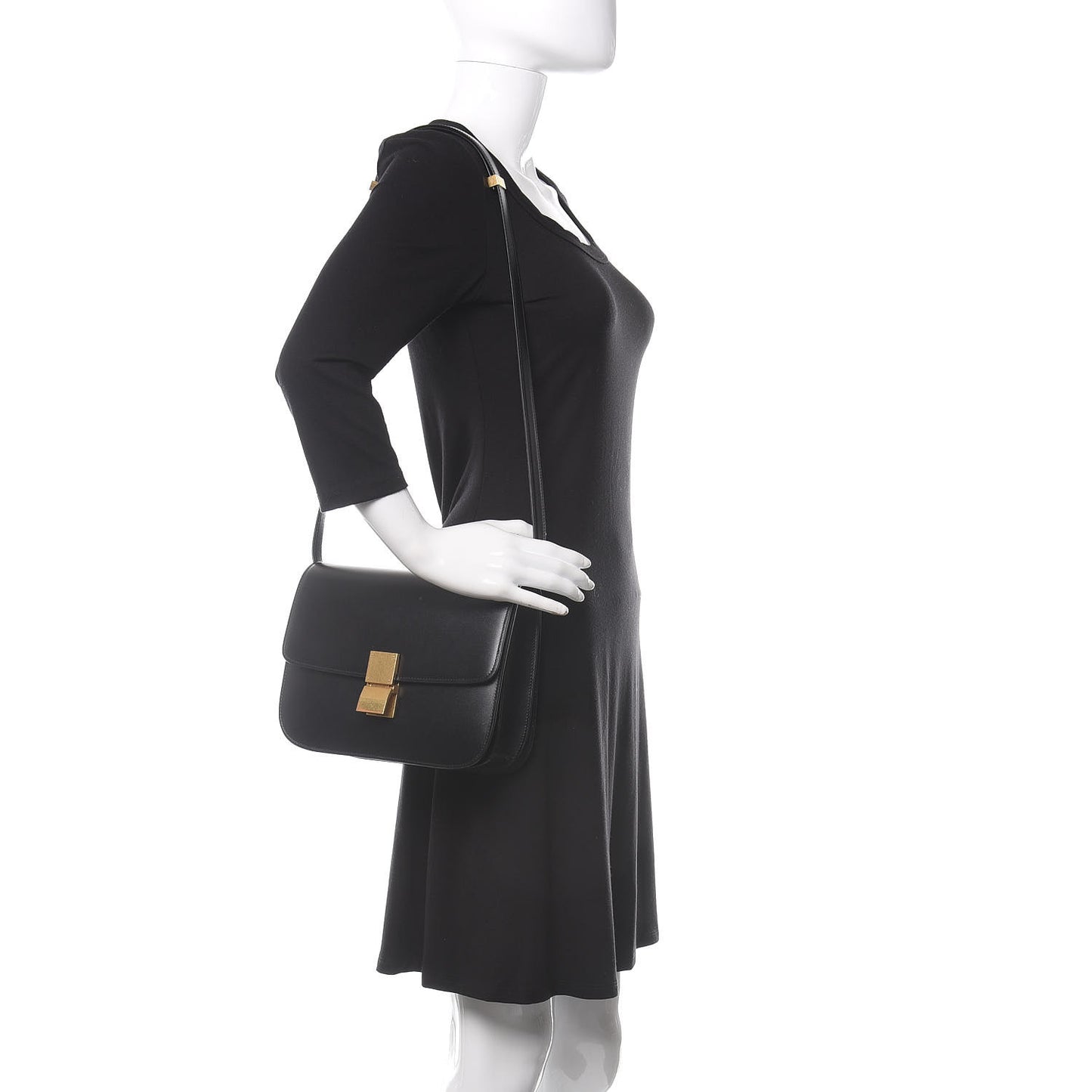 Box Calfskin Medium Classic Box Flap Bag Black