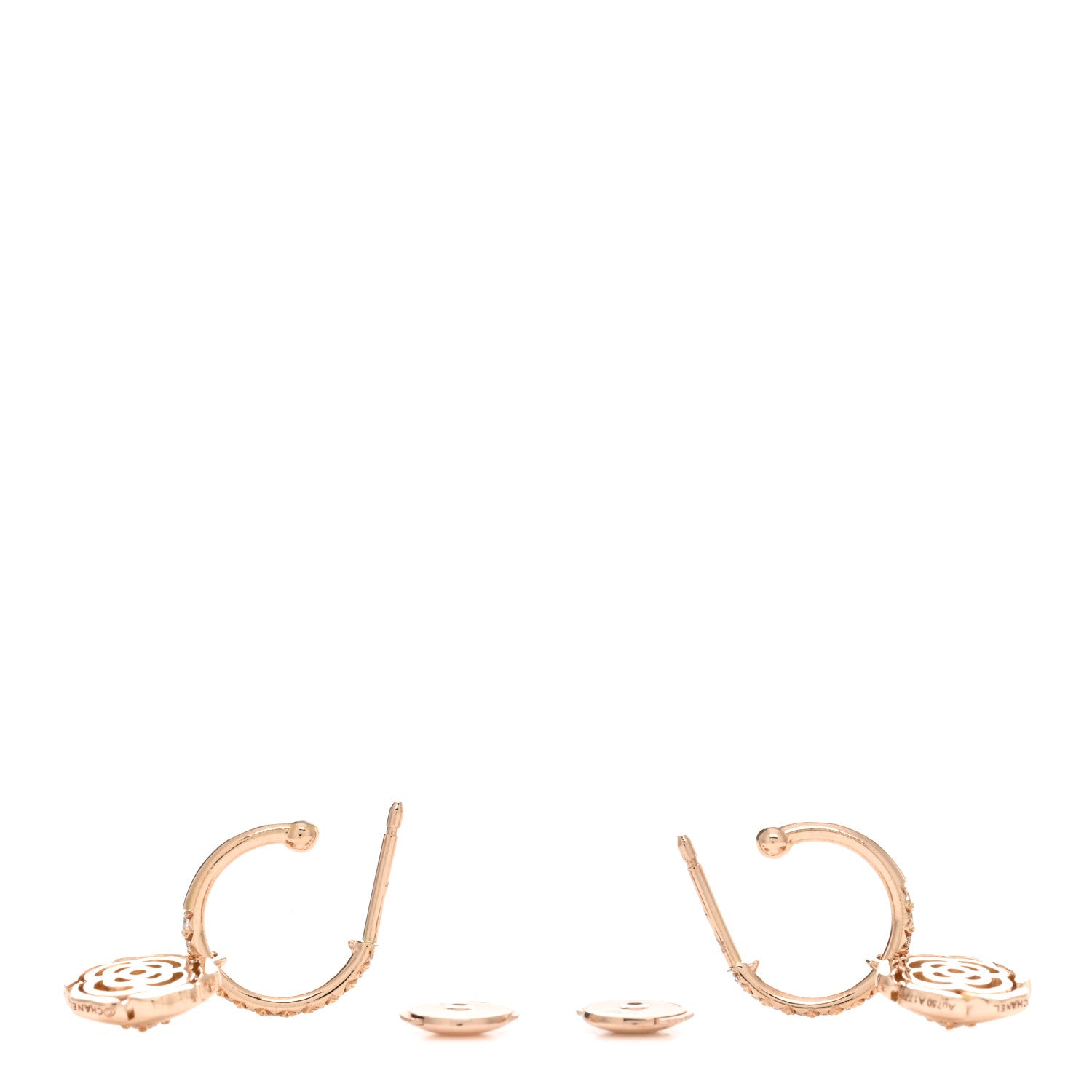 Chanel 18K Rose Gold Diamond Extrait de Camelia Drop Earrings 3 of 5