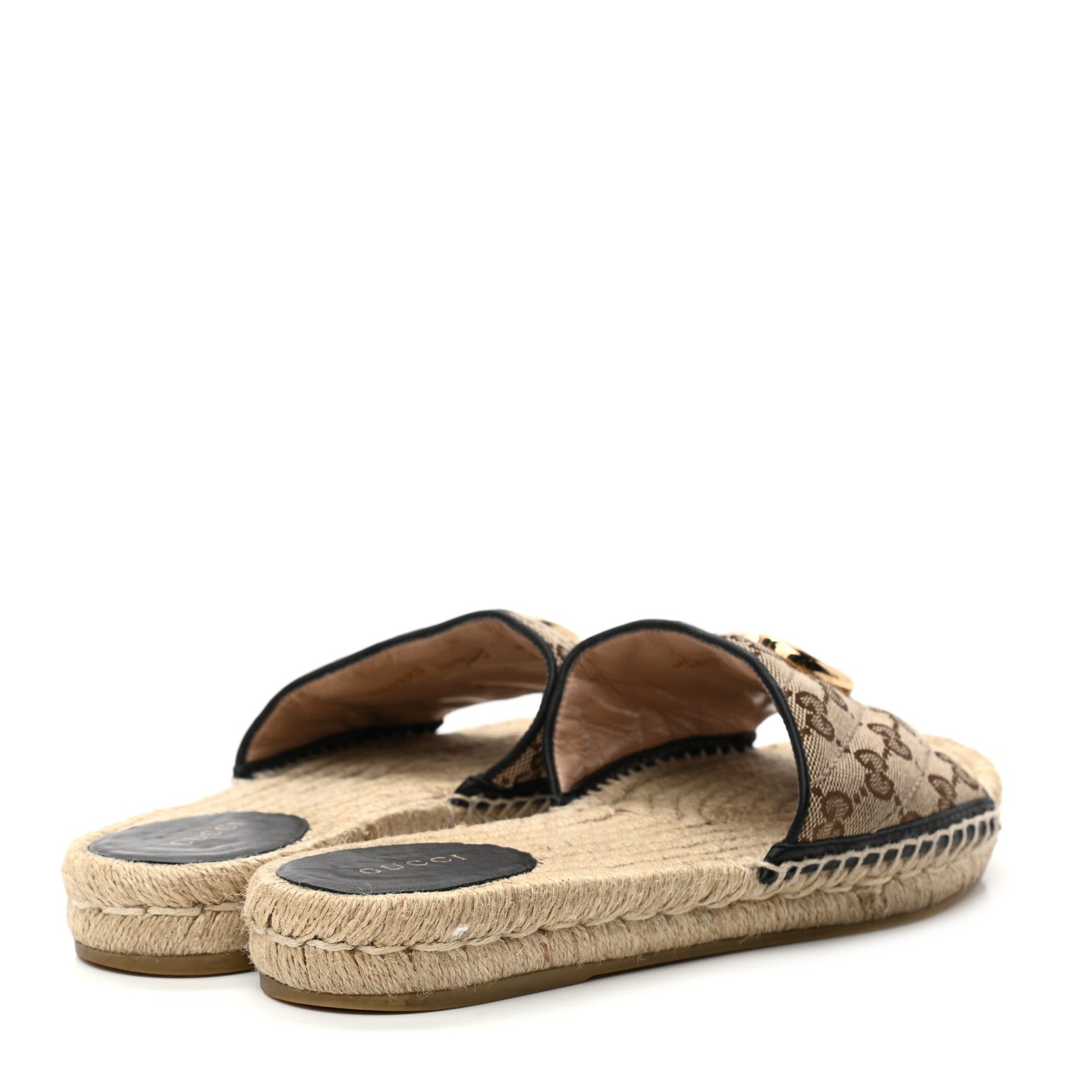 Gucci Monogram Matelasse GG Marmont Espadrille 20mm Slide Sandals 38 Beige Ebony Black 4 of 11
