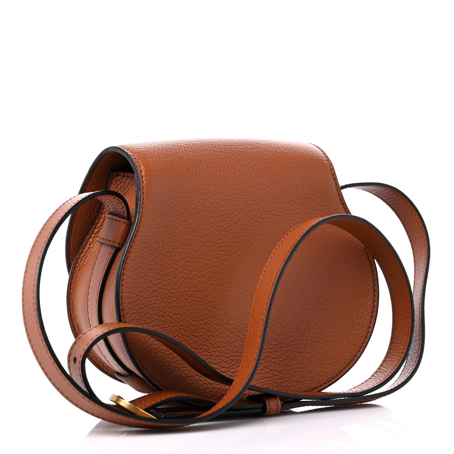 Grained Calfskin Small Marcie Saddle Bag Tan