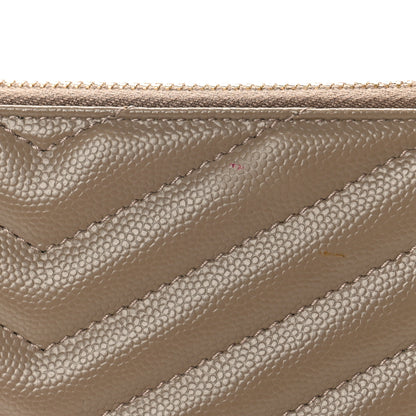Saint Laurent Grain De Poudre Chevron Monogram Bill Pouch Dusty Grey 10 of 10