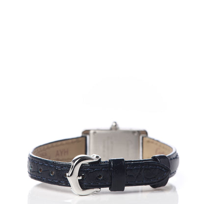 Cartier Stainless Steel Alligator 15mm Tank Americaine Quartz Watch Blue 4 of 8