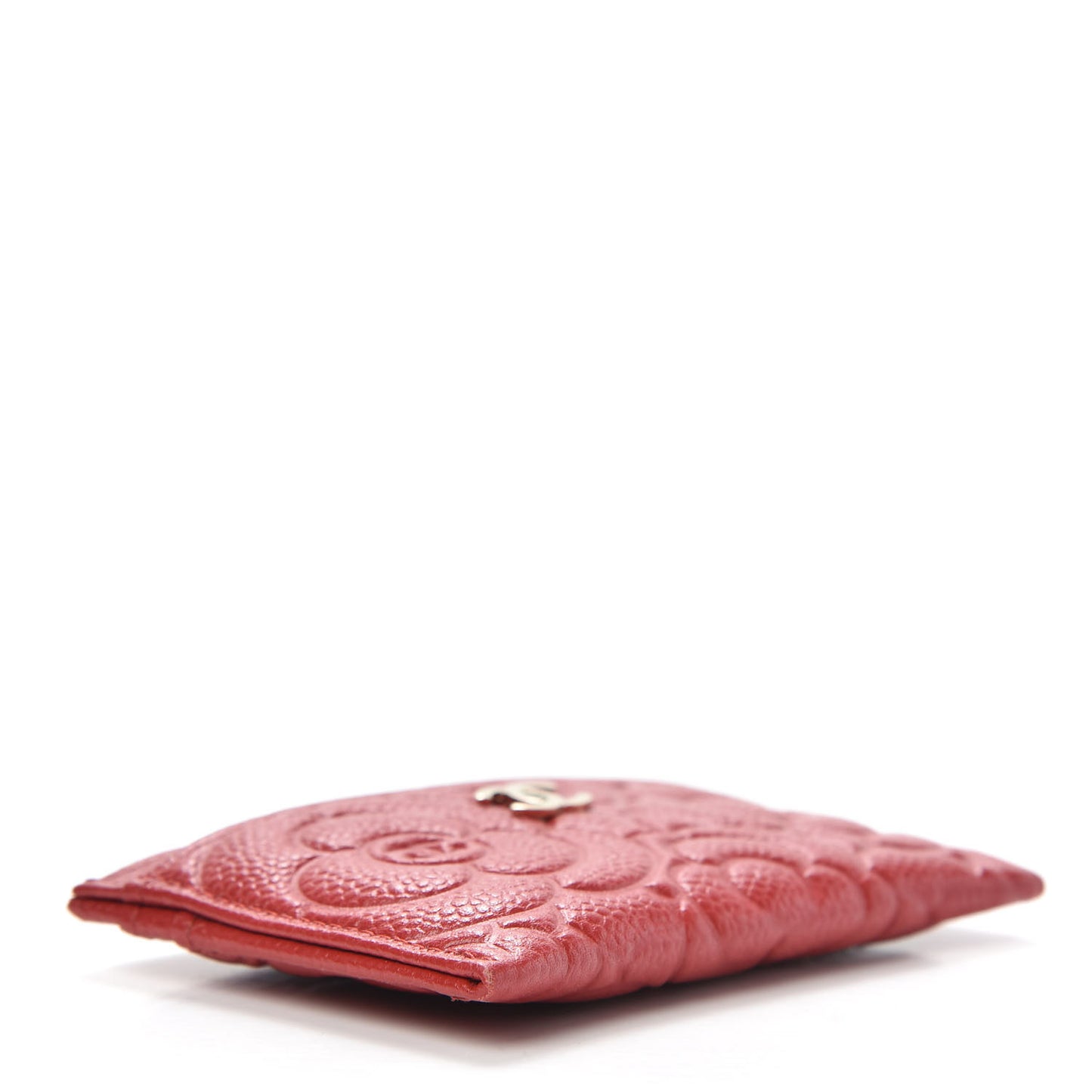 Caviar Camellia Embossed Card Holder Red