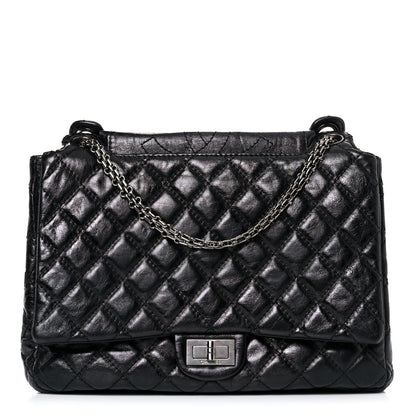 Chanel Metallic Aged Calfskin Quilted Reissue 2.55 Accordion Flap Black 1 of 20
