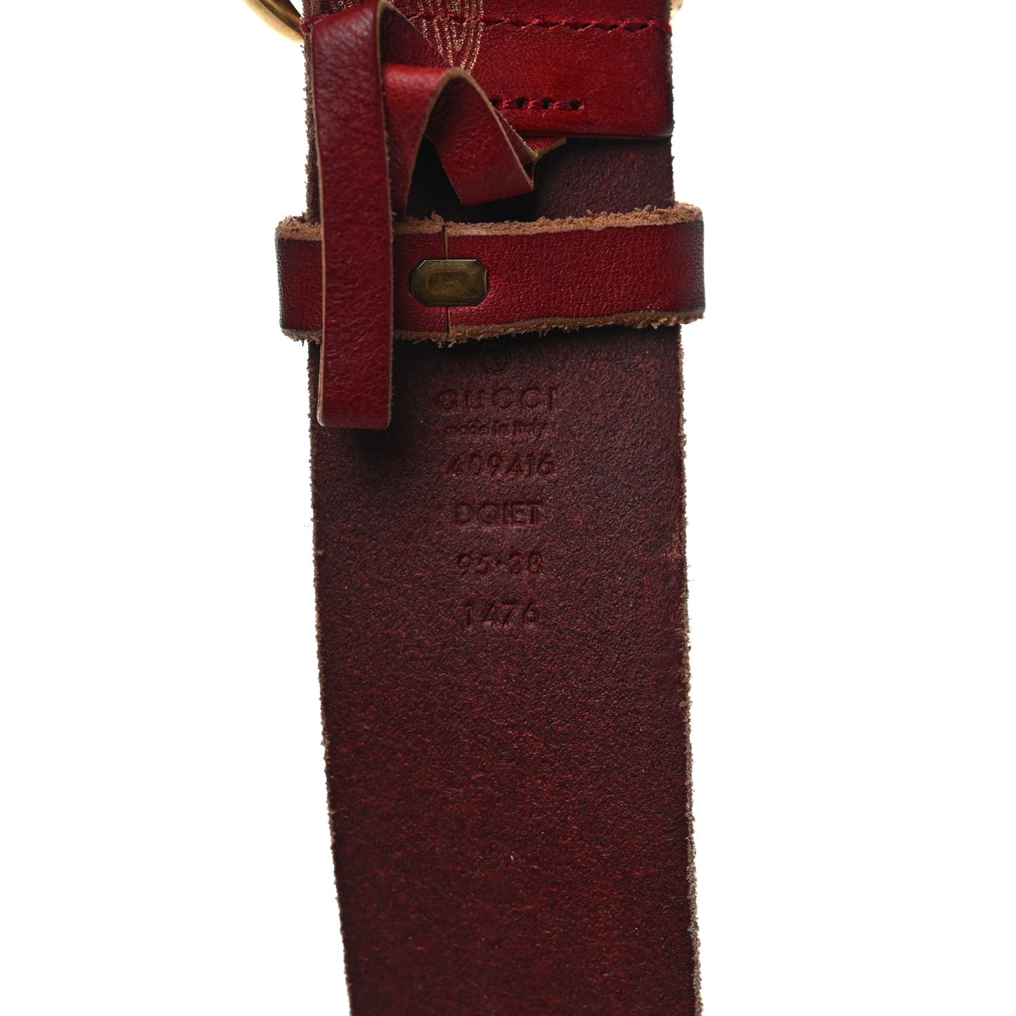Faded Calfskin Leaf Print Double G 40mm Belt 95 38 Hibiscus Red Gold
