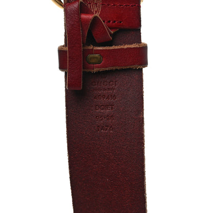 Gucci Faded Calfskin Leaf Print Double G 40mm Belt 95 38 Hibiscus Red Gold 3 of 6