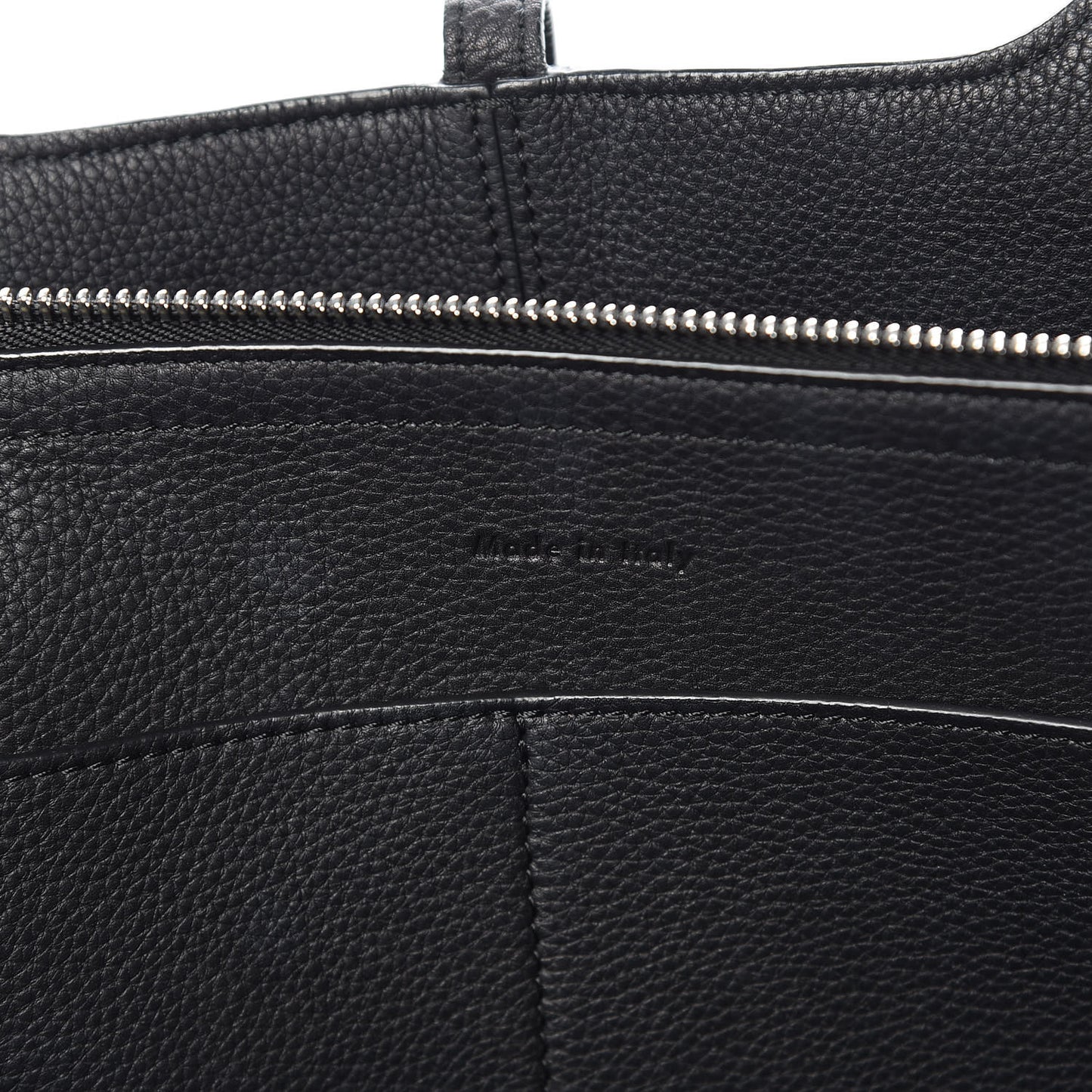 Baby Grained Calfskin Medium Tri-Fold Bag Black