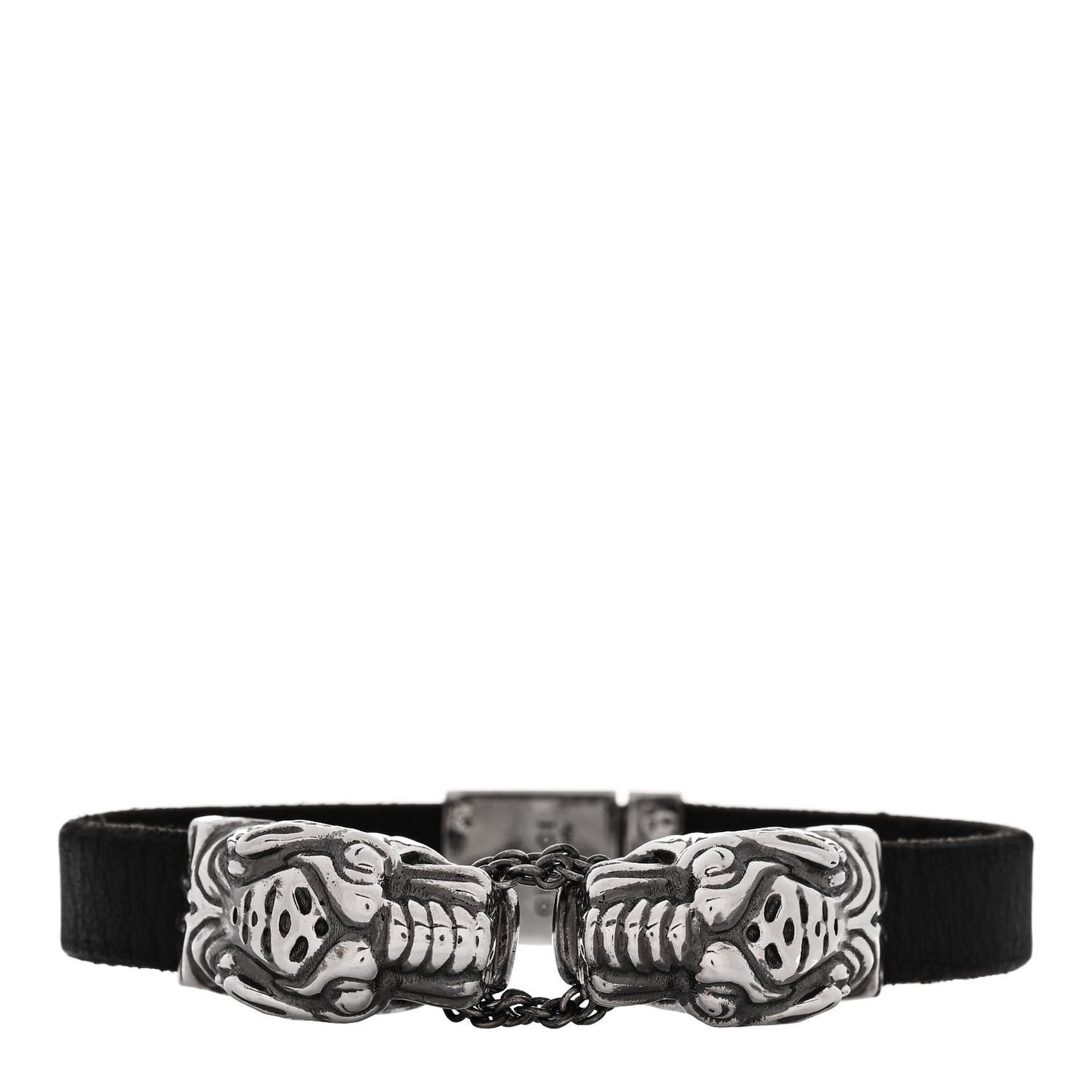 Sterling Silver Calfskin Tiger Head Bracelet