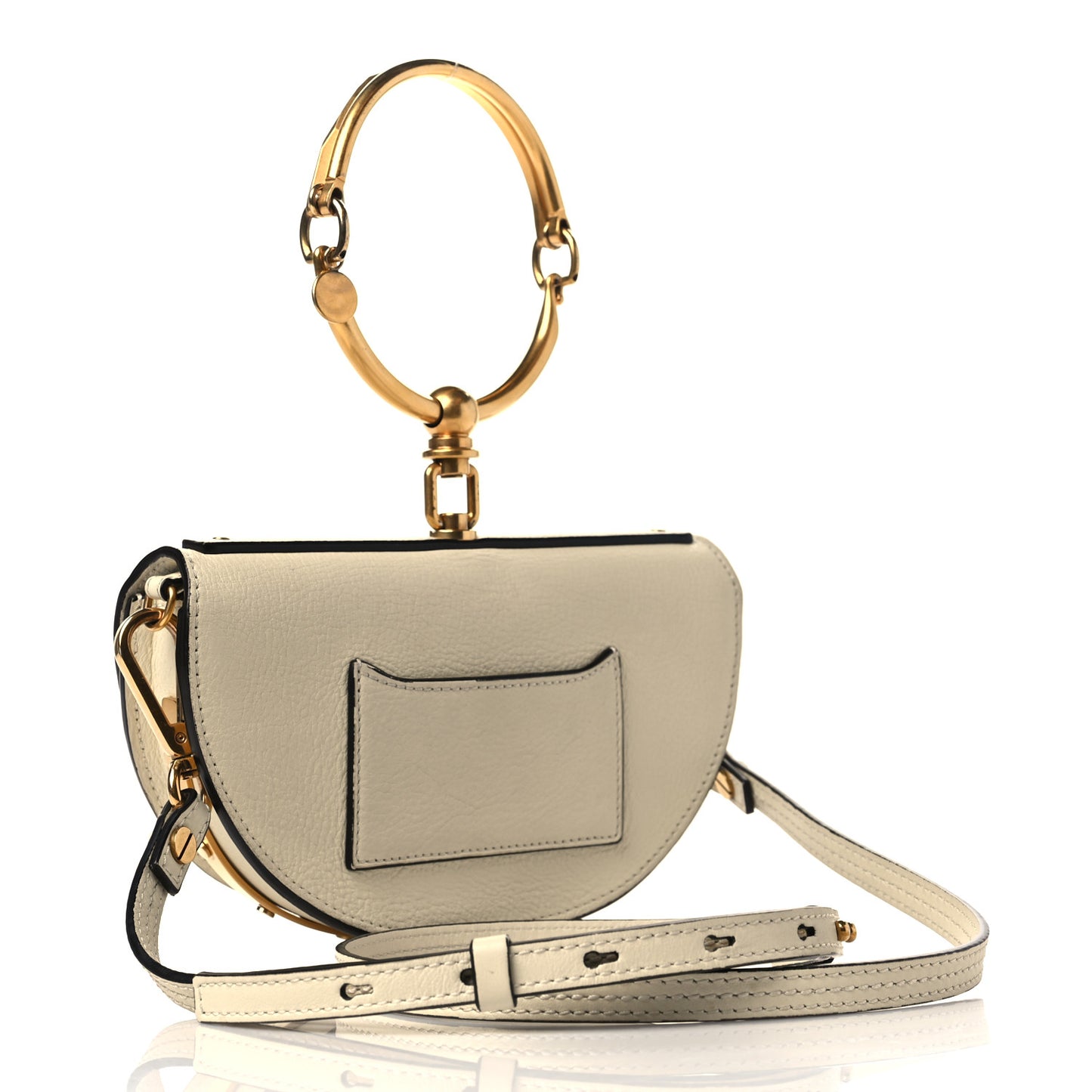 Calfskin Small Nile Bracelet Minaudiere Bag Off White
